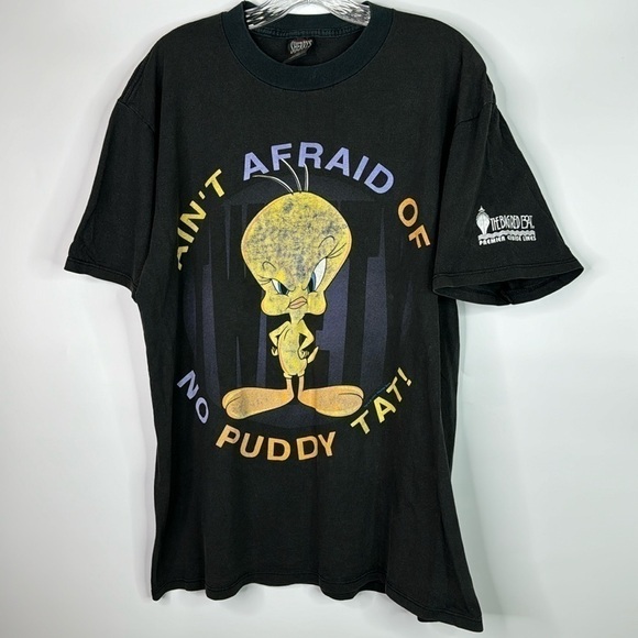 Vintage Sherry's Best Ain't Afraid of No Puddy Tat Tweety Bird Tshirt 1996 XL - Picture 1 of 11